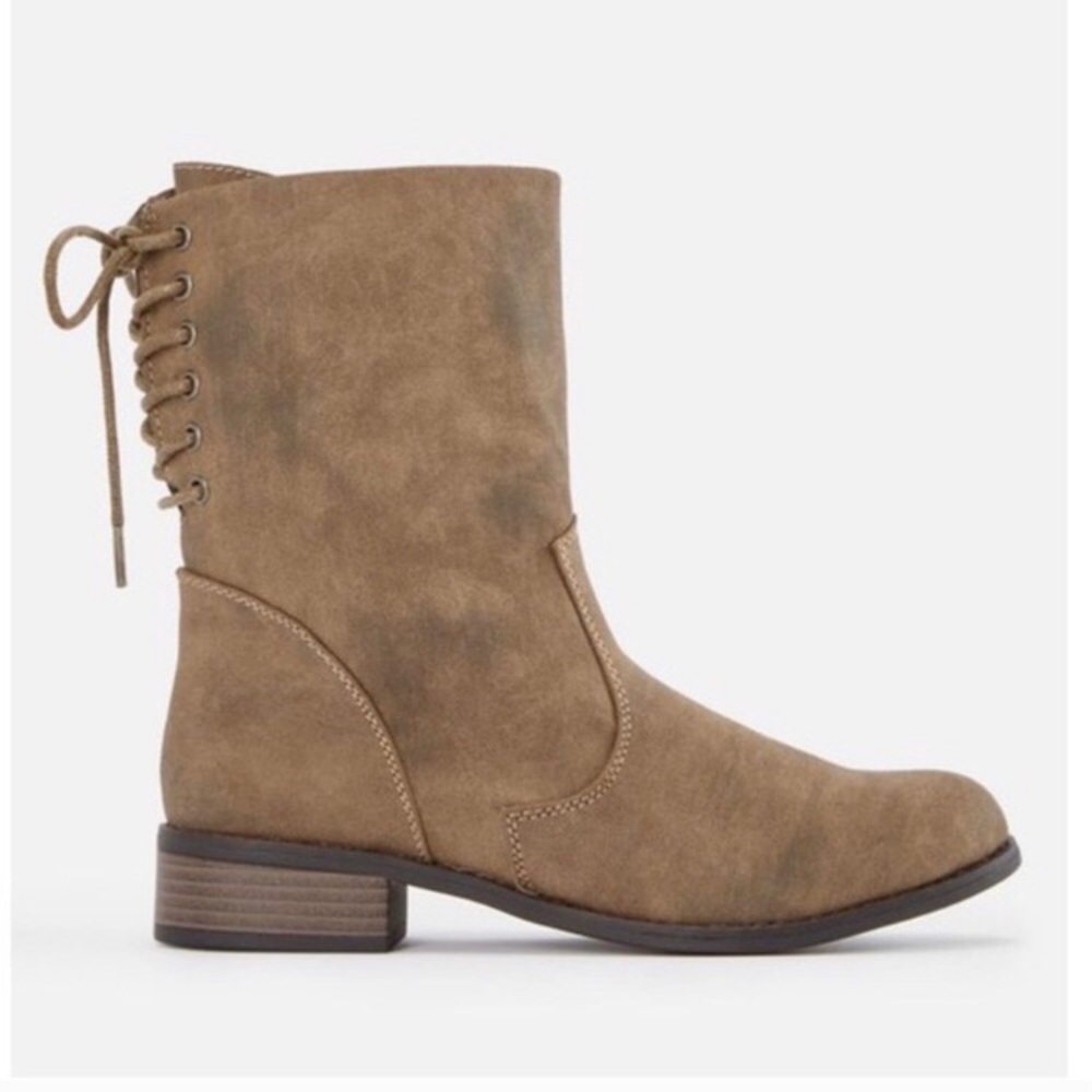 JustFab Brown Flat Ankle Booties Size 8